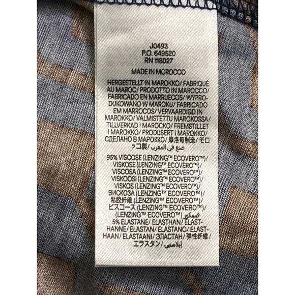 Boden Geometric Print Long Sleeve Midi Dress Blue Rust US 6R Pockets NWT - Picture 9 of 10